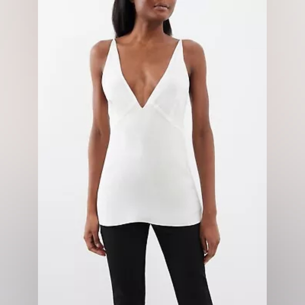 RAEY White Bust-Cup Silk Crepe De Chine Cami Top - NWT US8